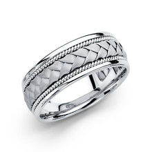 Ioka Jewelry - 14K White Gold 8mm Braided Wedding Band Ring