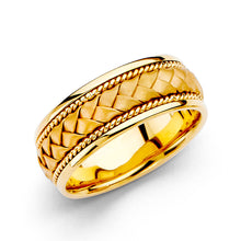 Ioka Jewelry - 14K Yellow Gold 8mm Braided Wedding Band Ring