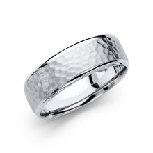 Ioka Jewelry - 14K White Gold 7mm Hammer Wedding Band Ring
