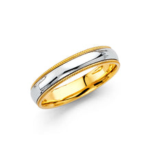 Ioka Jewelry - 14K Two Tone White and Yellow Gold 3.8mm Comfort Fit Wedding Band Ring