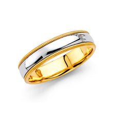 Ioka Jewelry - 14K Two Tone White and Yellow Gold 5mm Comfort Fit Wedding Band Ring