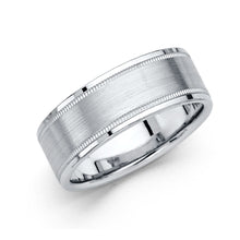 Ioka Jewelry - 14K White Gold 8mm Brushed Wedding Band Ring