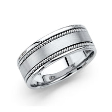 Ioka Jewelry - 14K White Gold 8mm Satin Rope Wedding Band Ring