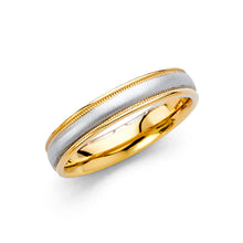 Ioka Jewelry - 14K Two Tone White and Yellow Gold 4mm Brushed Wedding Band Ring