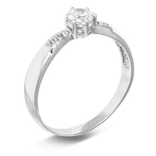 Ioka Jewelry - 0.15 Ct. Round Solitaire Cubic Zirconia CZ 2.5MM Engagement Ring Solid 14K White Gold With Stones on Band