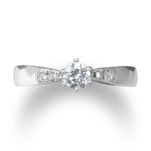 Ioka Jewelry - 0.15 Ct. Round Solitaire Cubic Zirconia CZ 2.5MM Engagement Ring Solid 14K White Gold With Stones on Band