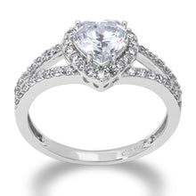 Ioka Jewelry - 1.25 Ct. Heart Love Cut Cubic Zirconia CZ 4MM Ring Solid 14K White Gold With Stones on Band