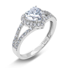 Ioka Jewelry - 1.25 Ct. Heart Love Cut Cubic Zirconia CZ 4MM Ring Solid 14K White Gold With Stones on Band