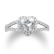 Ioka Jewelry - 1.25 Ct. Heart Love Cut Cubic Zirconia CZ 4MM Ring Solid 14K White Gold With Stones on Band