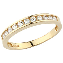 Ioka Jewelry - Womens Solid 3MM Wedding Band Solid 14K Yellow Gold Ring with Cubic Zirconia CZ Stones