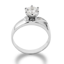 Ioka Jewelry - 1 Ct. Cubic Zirconia CZ Solitaire Round Cut 4MM Engagement Ring Solid 14K White Gold With Stones on Band