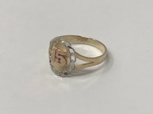 Ioka Jewelry - 14K Tri Color Solid Gold 15 Years Quinceanera Birthday Ring