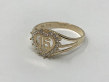 Ioka Jewelry - 14K Yellow Solid Gold 15 Years Quinceanera Birthday Cubic Zirconia CZ Ring