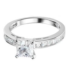 Ioka Jewelry - 14K White Solid Gold 1 Ct. Princess Cut Cubic Zirconia CZ Wedding Engagement Ring Set