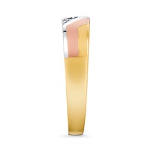 Ioka Jewelry - 14K Tri Color Solid Gold Cubic Zirconia CZ Ring Men's Band