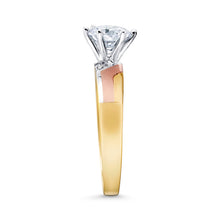 Ioka Jewelry - 14K Tri Color Solid Gold Cubic Zirconia CZ Wedding - ENGAGEMENT RING ONLY