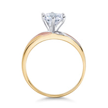 Ioka Jewelry - 14K Tri Color Solid Gold Cubic Zirconia CZ Wedding - ENGAGEMENT RING ONLY