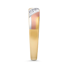 Ioka Jewelry - 14K Tri Color Solid Gold Cubic Zirconia CZ Women's - WEDDING BAND ONLY