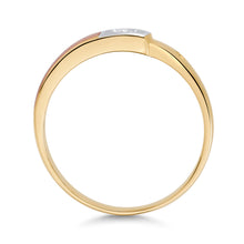 Ioka Jewelry - 14K Tri Color Solid Gold Cubic Zirconia CZ Ring Men's Band