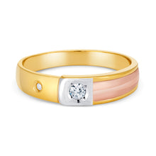 Ioka Jewelry - 14K Tri Color Solid Gold Cubic Zirconia CZ Women's - WEDDING BAND ONLY