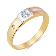 Ioka Jewelry - 14K Tri Color Solid Gold Cubic Zirconia CZ Women's - WEDDING BAND ONLY