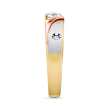 Ioka Jewelry - 14K Tri Color Solid Gold Cubic Zirconia CZ Ring Men's Band