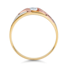 Ioka Jewelry - 14K Tri Color Solid Gold Cubic Zirconia CZ Ring Men's Band