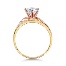 Ioka Jewelry - 14K Tri Color Solid Gold 1 Ct. Round Cut Cubic Zirconia CZ Wedding Engagement Ring Set