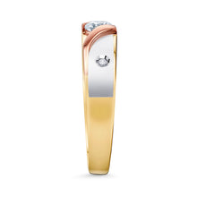 Ioka Jewelry - 14K Tri Color Solid Gold Cubic Zirconia CZ Women's - WEDDING BAND ONLY