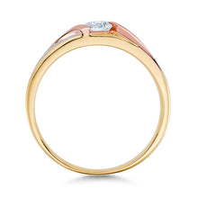Ioka Jewelry - 14K Tri Color Solid Gold Cubic Zirconia CZ Women's - WEDDING BAND ONLY