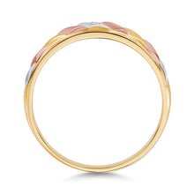 Ioka Jewelry - 14K Tri Color Solid Gold Cubic Zirconia CZ Ring Men's Band