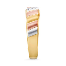 Ioka Jewelry - 14K Tri Color Solid Gold Cubic Zirconia CZ Women's - WEDDING BAND ONLY