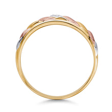 Ioka Jewelry - 14K Tri Color Solid Gold Cubic Zirconia CZ Women's - WEDDING BAND ONLY