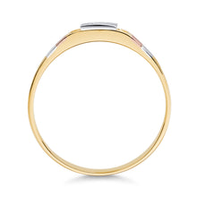 Ioka Jewelry - 14K Tri Color Solid Gold Cubic Zirconia CZ Ring Men's Band