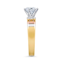 Ioka Jewelry - 14K Tri Color Solid Gold 1 Ct. Round Cut Cubic Zirconia CZ Wedding - ENGAGEMENT RING ONLY