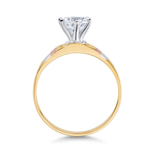 Ioka Jewelry - 14K Tri Color Solid Gold 1 Ct. Round Cut Cubic Zirconia CZ Wedding - ENGAGEMENT RING ONLY