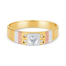Ioka Jewelry - 14K Tri Color Solid Gold Cubic Zirconia CZ Women's - WEDDING BAND ONLY