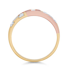Ioka Jewelry - 14K Tri Color Solid Gold Cubic Zirconia CZ Ring Men's Band