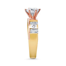 Ioka Jewelry - 14K Tri Color Solid Gold 1 Ct. Round Cut Cubic Zirconia CZ Wedding - ENGAGEMENT RING ONLY