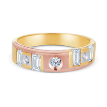 Ioka Jewelry - 14K Tri Color Solid Gold Cubic Zirconia CZ Women's - WEDDING BAND ONLY