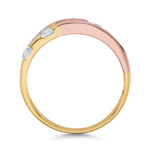 Ioka Jewelry - 14K Tri Color Solid Gold Cubic Zirconia CZ Women's - WEDDING BAND ONLY
