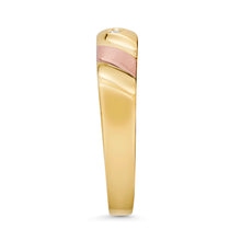 Ioka Jewelry - 14K Tri Color Solid Gold Cubic Zirconia CZ Ring Men's Band
