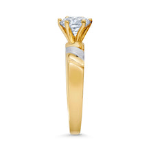 Ioka Jewelry - 14K Tri Color Solid Gold 1 Ct. Round Cut Solitaire Cubic Zirconia CZ Wedding - ENGAGEMENT RING ONLY