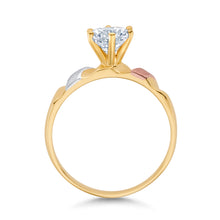 Ioka Jewelry - 14K Tri Color Solid Gold 1 Ct. Round Cut Solitaire Cubic Zirconia CZ Wedding - ENGAGEMENT RING ONLY
