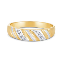 Ioka Jewelry - 14K Two Tone Solid Gold Cubic Zirconia CZ Ring Men's Band