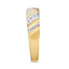 Ioka Jewelry - 14K Two Tone Solid Gold Cubic Zirconia CZ Ring Men's Band
