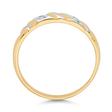 Ioka Jewelry - 14K Two Tone Solid Gold Cubic Zirconia CZ Ring Men's Band
