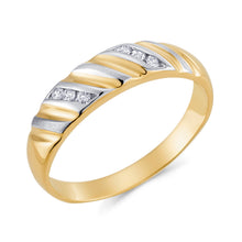 Ioka Jewelry - 14K Two Tone Solid Gold Cubic Zirconia CZ Ring Men's Band