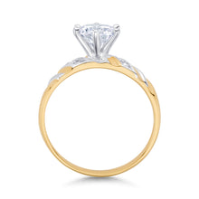 Ioka Jewelry - 14K Two Tone Solid Gold 1 Ct. Round Cut Cubic Zirconia CZ Wedding - ENGAGEMENT RING ONLY