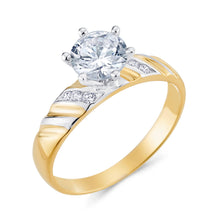 Ioka Jewelry - 14K Two Tone Solid Gold 1 Ct. Round Cut Cubic Zirconia CZ Wedding Engagement Ring Set